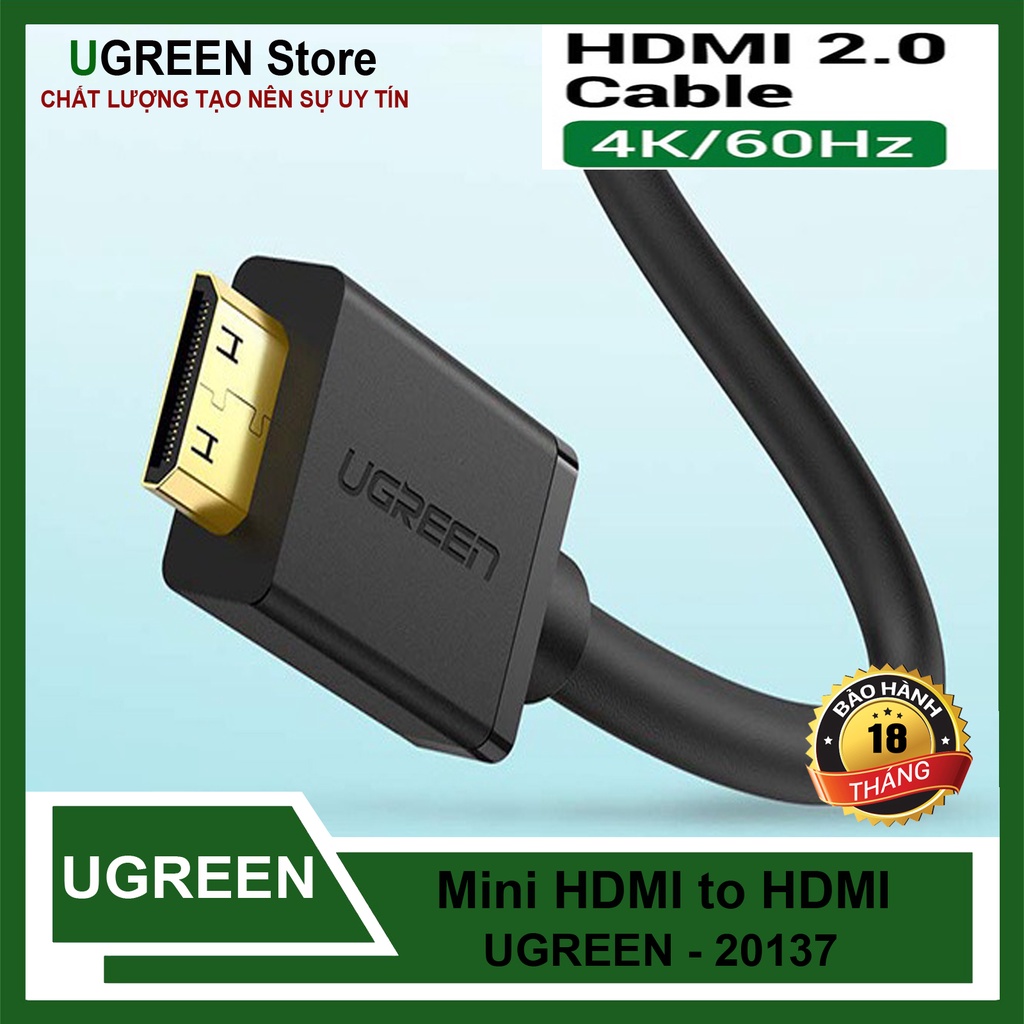 Dây Cáp chuyển Mini HDMI sang HDMI Đầu ÂM Ugreen 20137 chính hãng