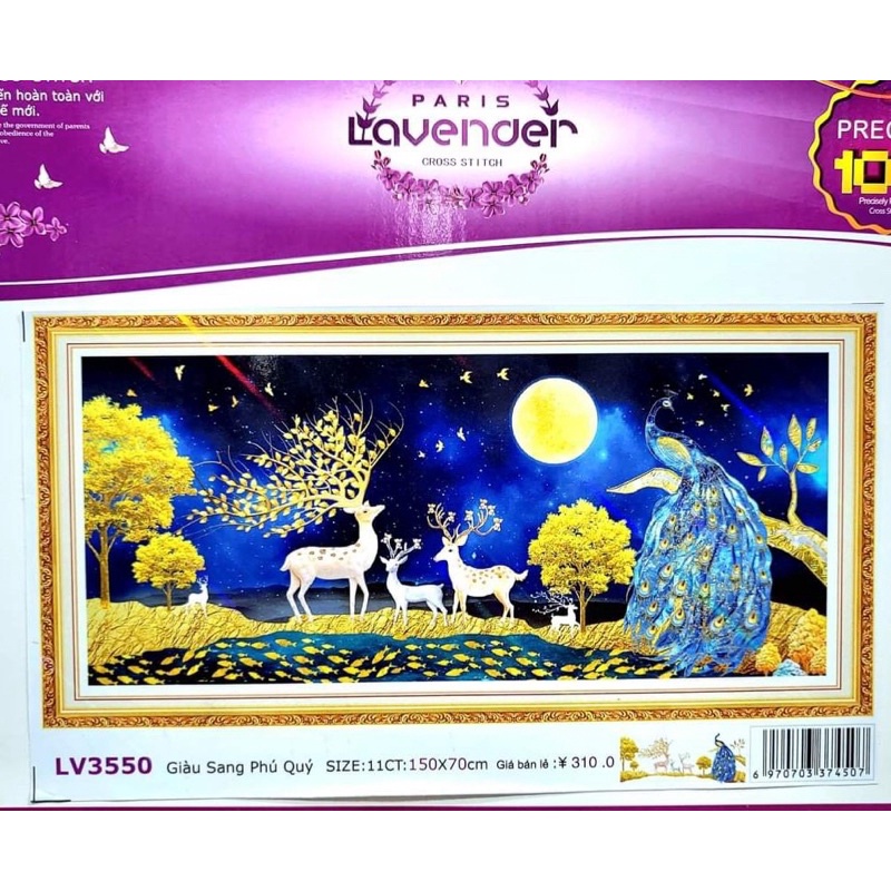 Tranh Đính Đá-Tranh Thêu Hươu Tài Lộc - Giàu Sang Phú Quý Lv591,Lv592,Lv593,Lv3549,Lv3550,Lv3551,EDB57