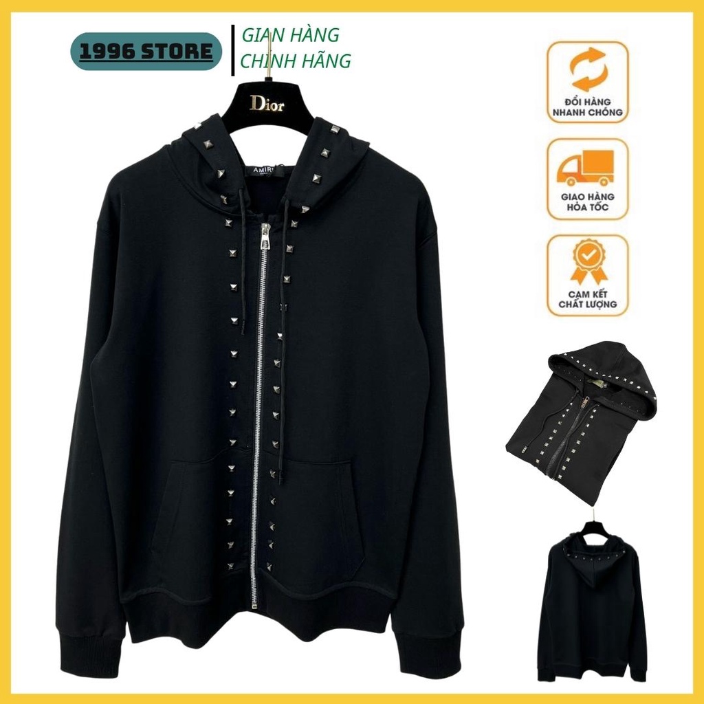 Áo khoác nỉ đính đinh, Áo thu đông hoodie Nam Nữ phong cách đường phố 2022