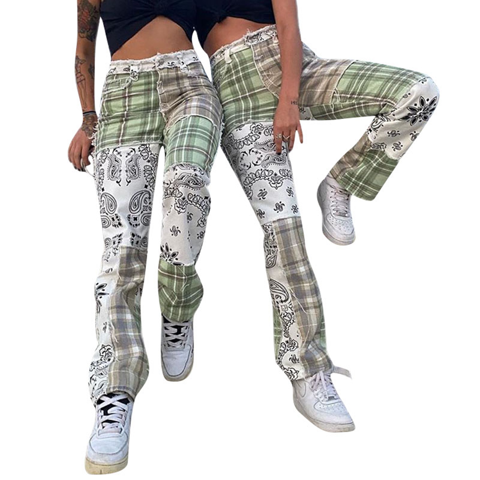 Quần dài họa tiết kẻ sọc độc đáo cá tính thời trang cho nữ | BigBuy360 - bigbuy360.vn