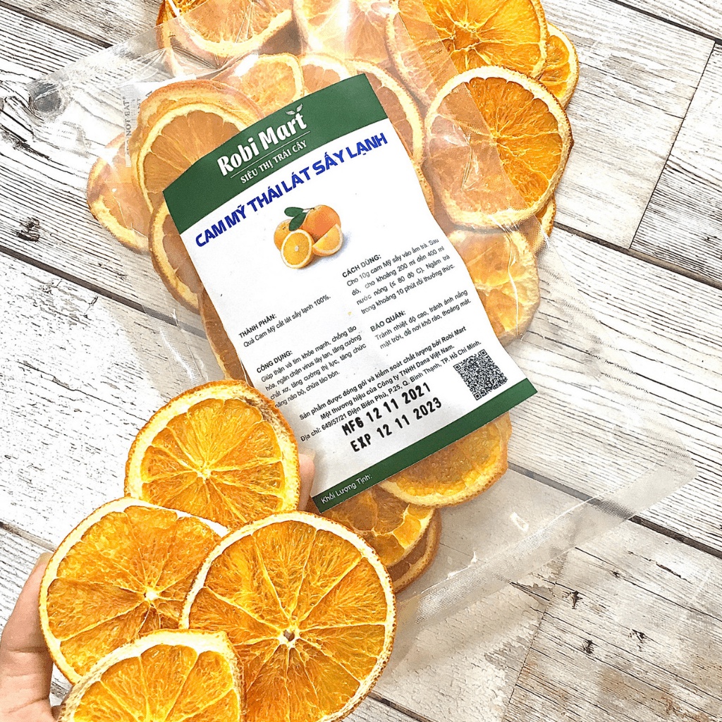 Trà cam vàng thái lát sấy lạnh Robi Mart 500gr - Hàng loại 1 chính hãng