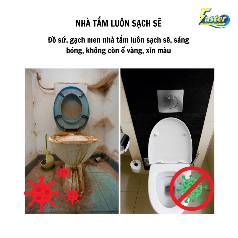 [SIÊU MẠNH] Tẩy bồn cầu, Làm Trắng Đồ Dùng Bằng Sứ, Lavabo, Vệ Sinh Gạch Men Nhà Tắm, FASTERCERA  - Siêu sạch, tiết kiệm