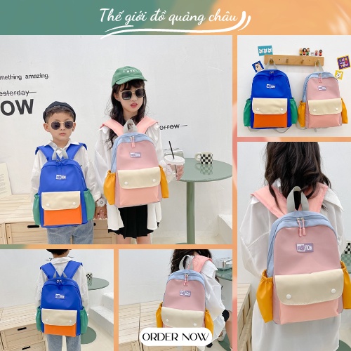 Balo đi học đi chơi dành cho bé trai, bé gái - cặp sách phối màu đặc sắc phong cách Hàn Quốc (TT3)