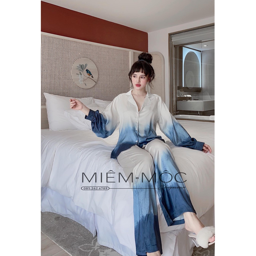 DOJI - Bộ đồ ngủ giả Jean omber xanh MIEMMOC QUẢNG CHÂU cao cấp - Hàng có sẵn  (Video kèm ảnh thật) M10