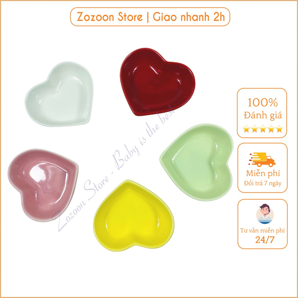 Bát ăn dặm gốm sứ cho bé mini hình trái tim 5 màu basic - Zozoon Store