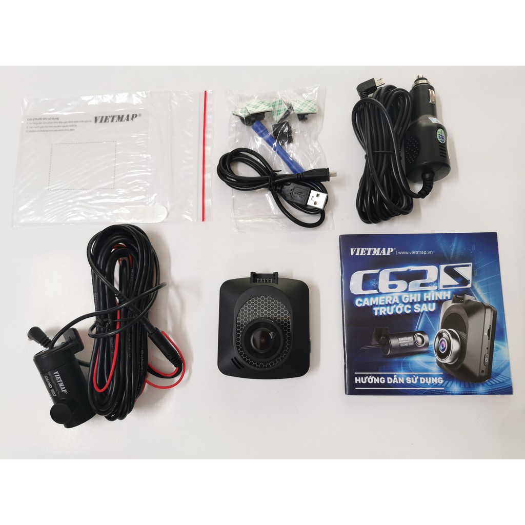 Camera hành trình Vietmap C62S ghi hình trước sau độ phân giải 4K, Có Wifi, GPS (Hỗ trợ lắp đặt miễn phí tận nơi+64G)