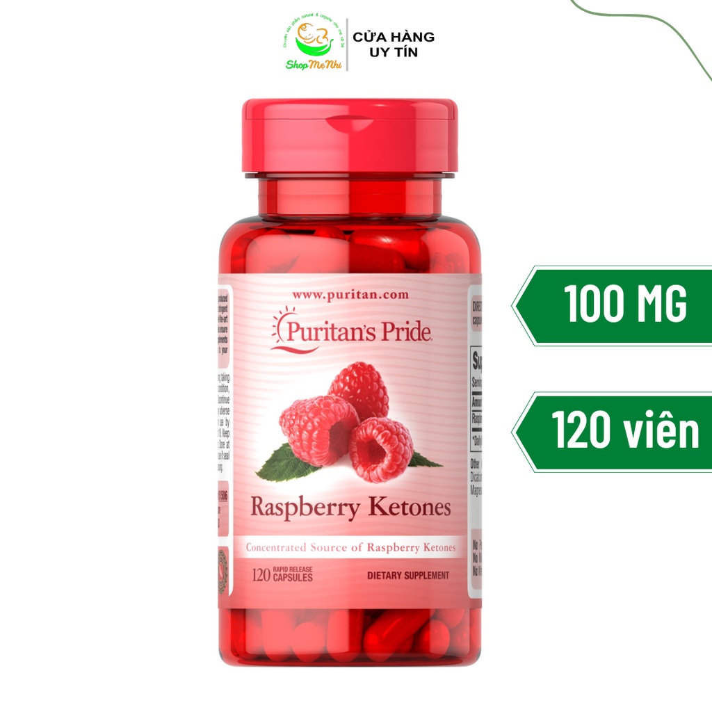 Viên uống giảm cân, đốt mỡ, đẹp da Puritan Raspberry Ketones 100mg – 500mg.
