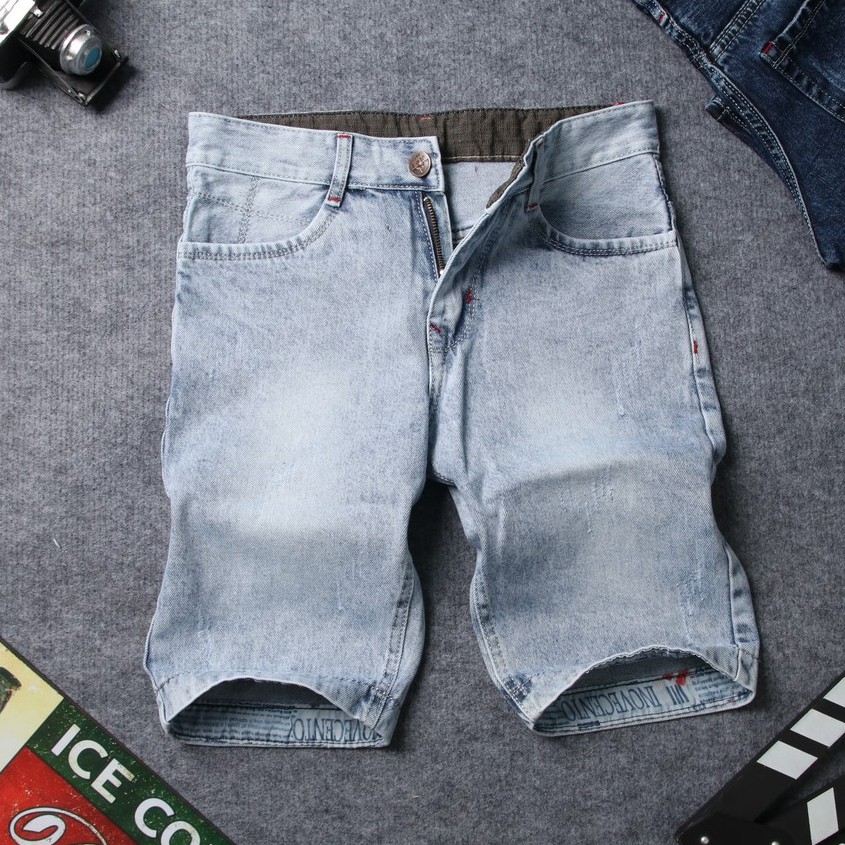 Quần short jean nam đen bạc rách đẹp TS415 Tronshop