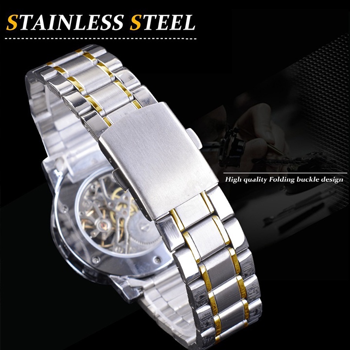 Đồng Hồ Nam Automatic, Đồng Hồ Cơ Lộ Máy Cao Cấp Tự Động Lên Dây Cót Khi Đeo, Lộ Cơ Mặt Và Đáy, Mặt Kính Chống Xước, Chố