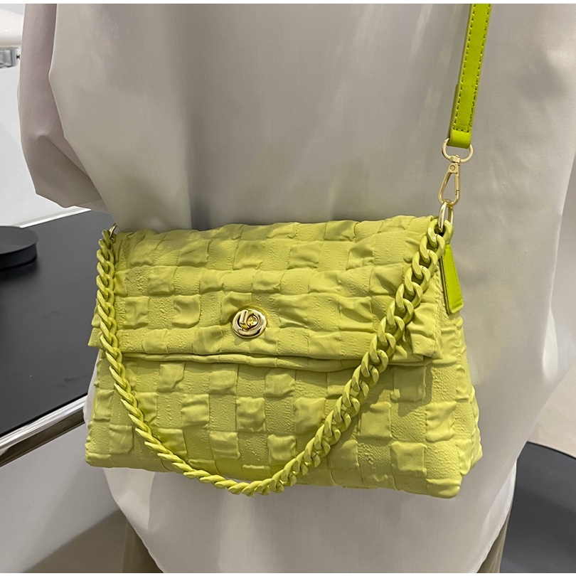 Túi Đeo JASMIN NOIR Chéo Nắp Gập Phối Dây Xích Chất Liệu Polyester Thời Trang Cho Nữ
