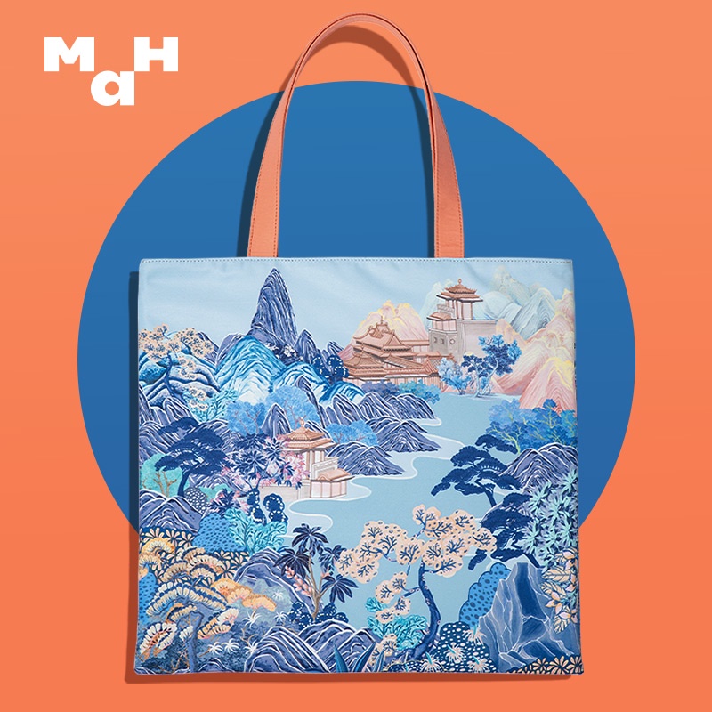 MAH Túi đeo vai Túi tote du lịch sức chứa lớn thiết kế in cảnh núi