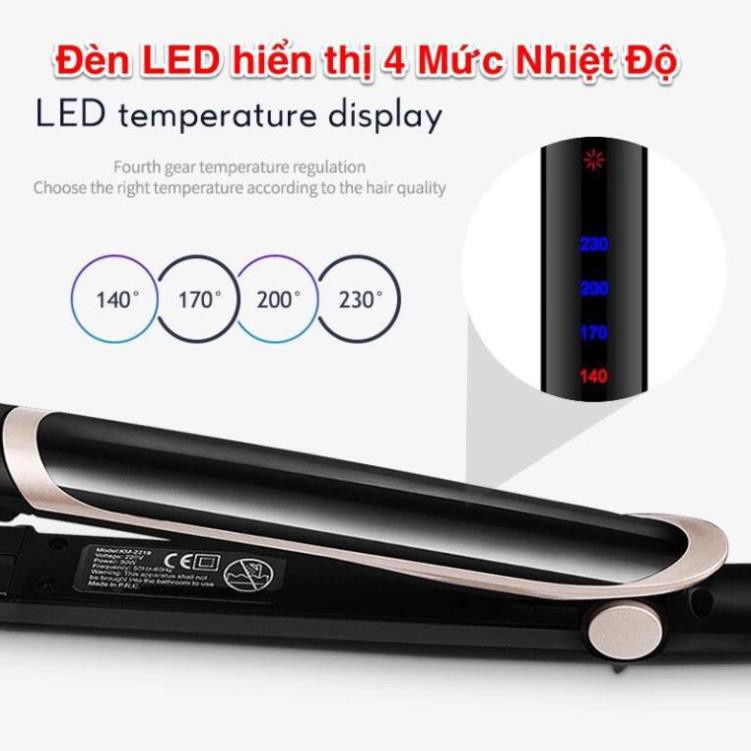 Máy uốn duỗi tóc tạo kiểu máy là tóc,uốn cúp xoăn lọn đa năng bằng tia hồng ngoại điều chỉnh 4 mức nhiệt Kemei KM-2219