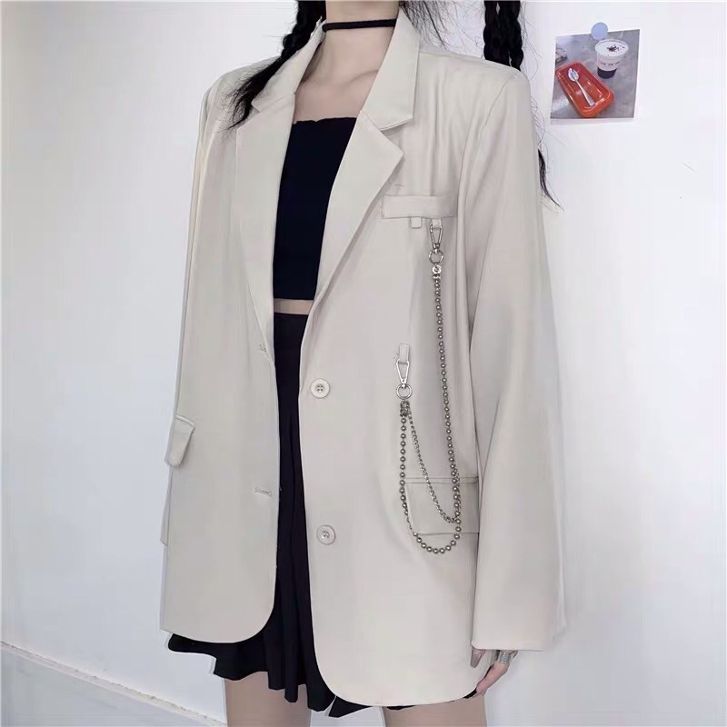 ODER ÁO VEST SUÔNG RỘNG TẶNG KÈM DÂY XÍCH ULZZANG | BigBuy360 - bigbuy360.vn