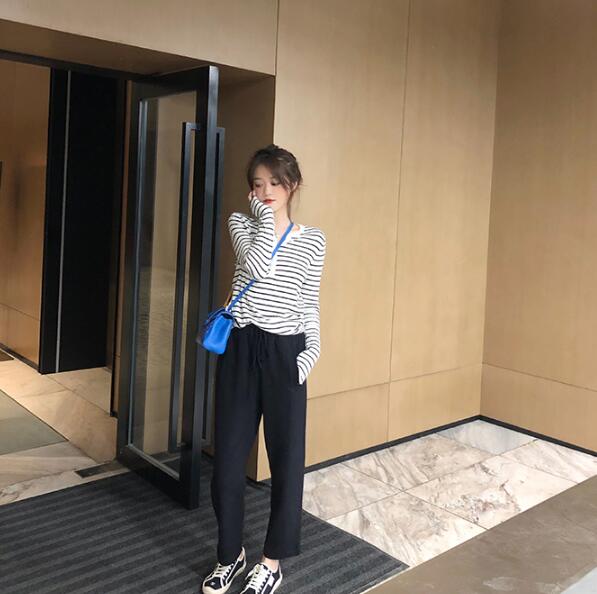 SUXI NEW Áo Thun Nữ Tay Dài Cổ Chữ V Thời Trang Quyến Rũ