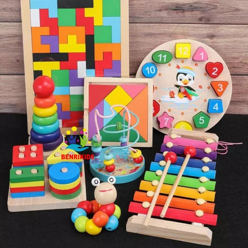 Combo Bộ Đồ Chơi Gỗ Thông Minh Phát Triển Tư Duy Trí Tuệ Cho Bé - Combo 8 Món Đồ Chơi Montessori Bằng Gỗ An Toàn