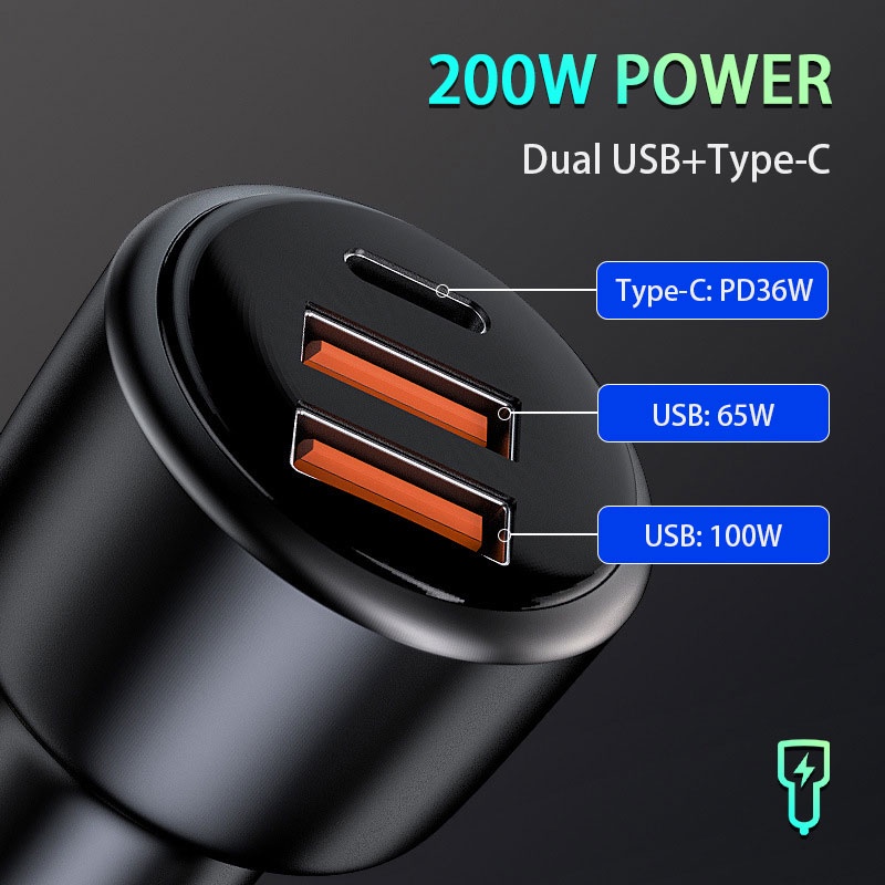 Tẩu sạc SEAMETAL 200W Type C PD USB chuyên dụng cho xe hơi