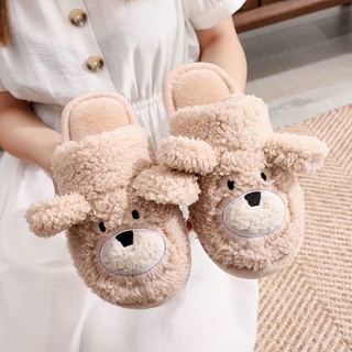 Dép cotton phối lông đi trong nhà dày dặn dễ thương thời trang dành cho nữ