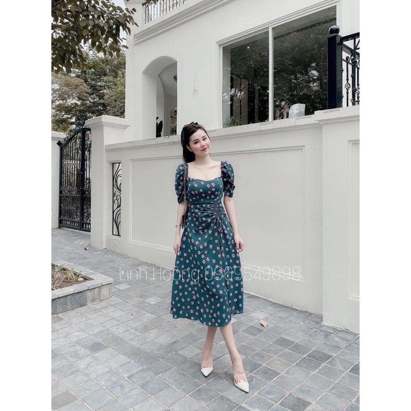 [Mã WASTMAY giảm 15% tối đa 30K đơn 150K] BÁN SỈ VÁY HOA XANH RÚT SƯỜN CÚP NGỰC CHO NỮ