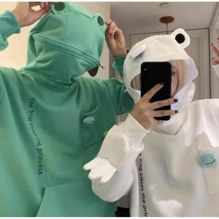 🚋[FREESHIP] Áo Hoodie Ếch khoá mồm form thụng Unisex (ko kèm cài áo) | BigBuy360 - bigbuy360.vn