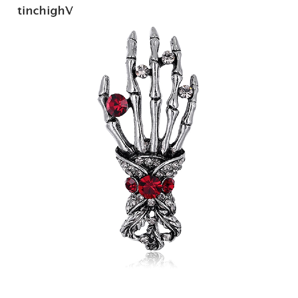 Ghim Cài Áo Hình Đầu Lâu / Bàn Tay Đính Đá Phong Cách Punk Hip Hop