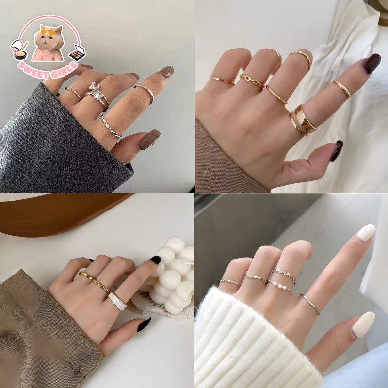Set 4 Nhẫn Hình Bướm Đơn Giản Thời Trang