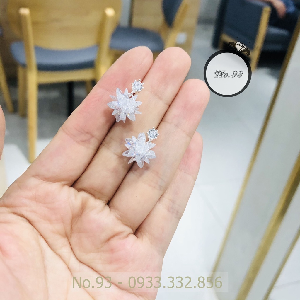 (BẠC CHUẨN)  BÔNG TAI BẠC TA CHÙM PHA LÊ LẤP LÁNH TRANG SỨC CAO CẤP NO.93 HOA TAI ht301