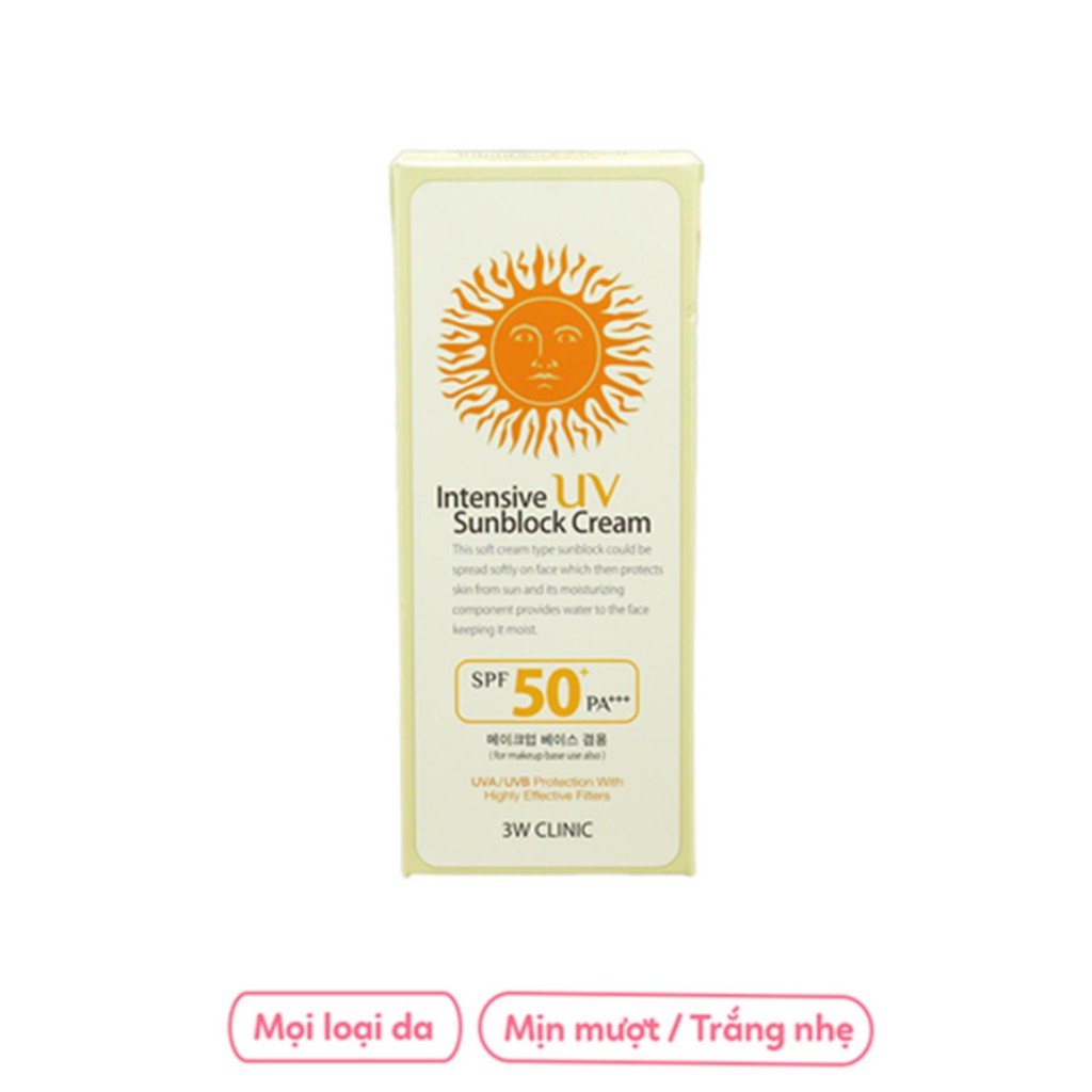 Kem chống nắng 3W CLINIC Intensive UV SPF 50 + Pa+++ 70 ml
