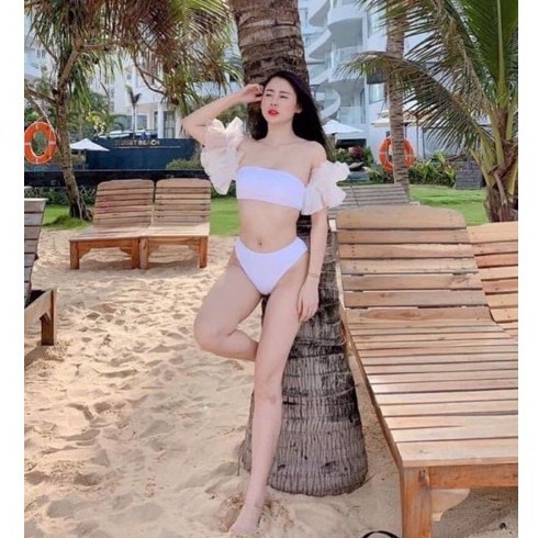[BKN622] &lt;ÂU&gt; SET BIKINI QUÂY KÈM BÈO TAY ĐEN/TRẮNG/HỒNG (CẠP CAO)