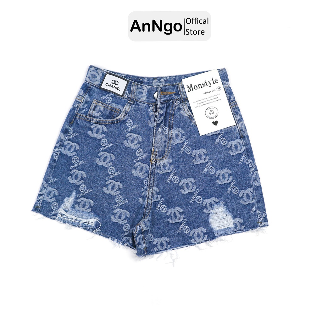 Quần jean ngố nữ họa tiết vải jean denim bền đẹp AnNgo - AT166