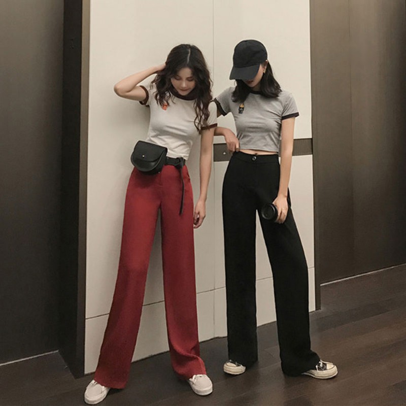 Áo croptop + quần ống rộng ulzzang