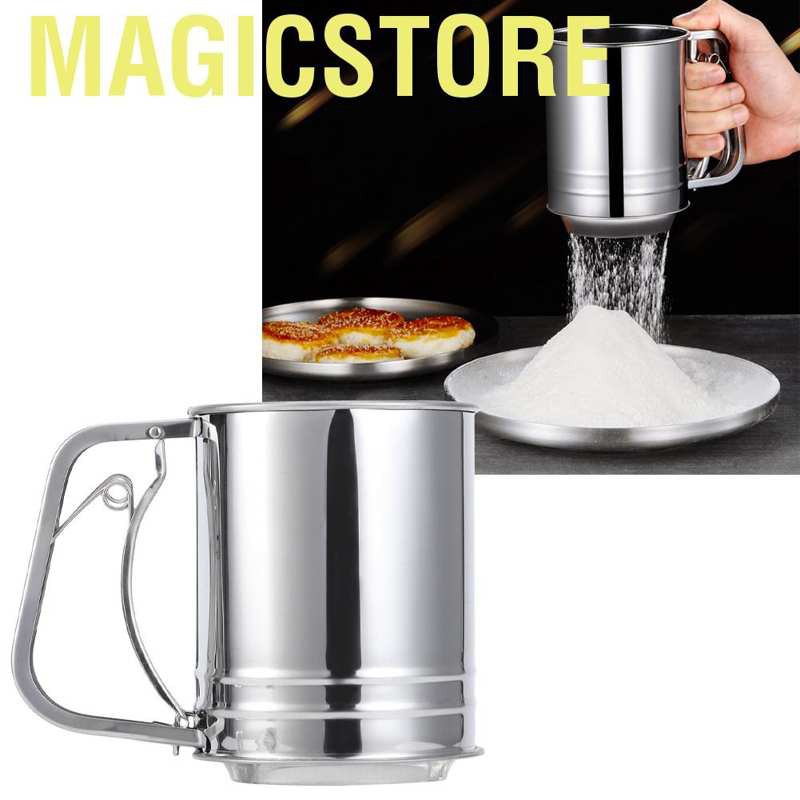 Magicstore Stainless Steel 3‑Layers Hand‑Held Flour Powder Sifter Sieve Kitchen Baking Accessory