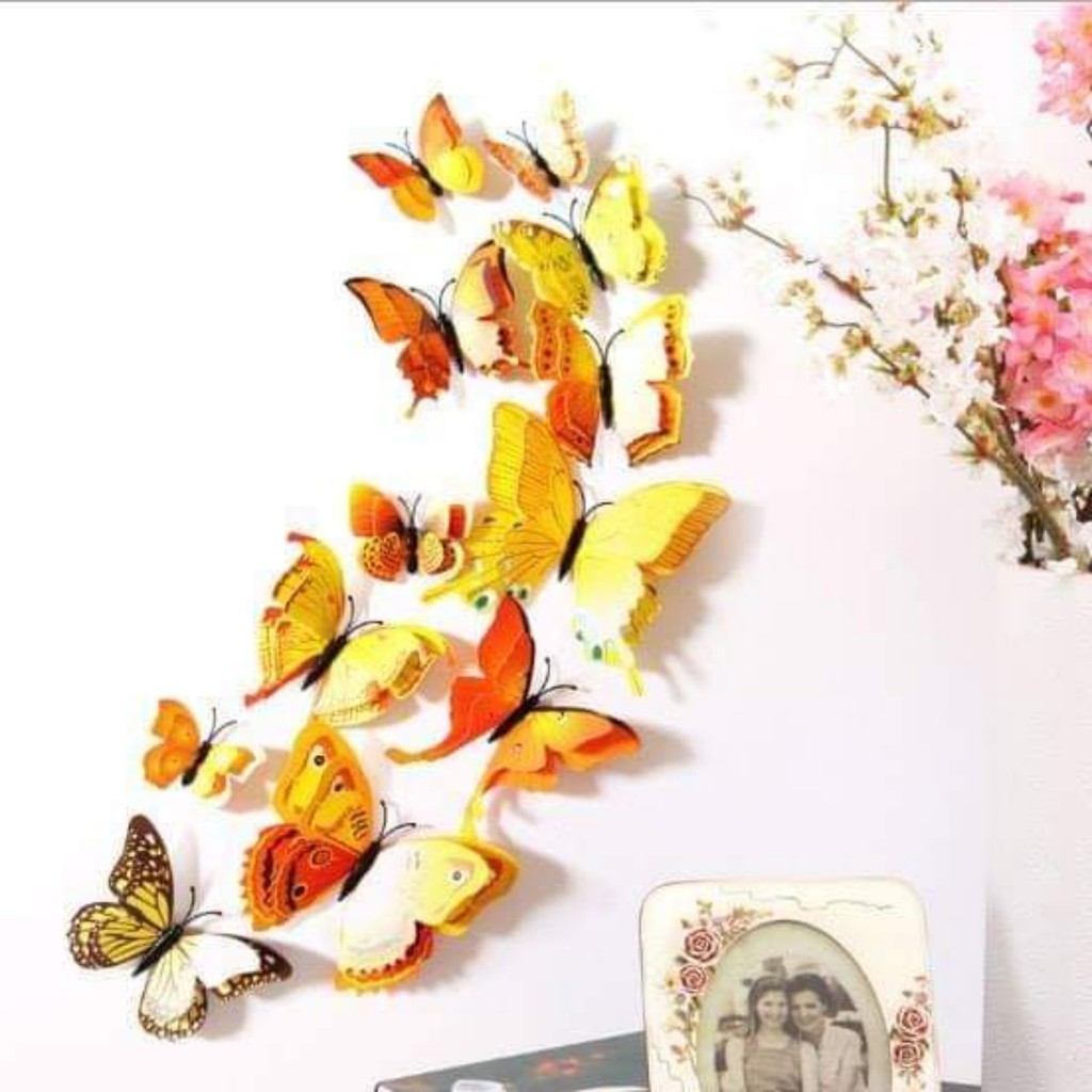Decal dán tường  hình bướm 3D