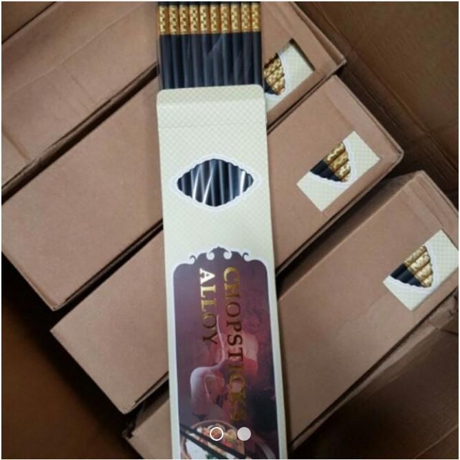 [Hot]-Combo 2 hộp (20 đôi )đũa sừng chống mốc viền mạ