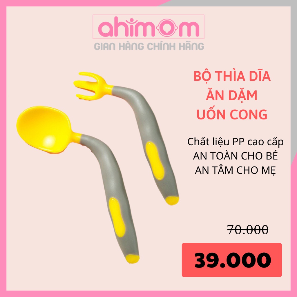 Thìa ăn dặm - muỗng ăn dặm cho bé cao cấp, uốn cong cho bé cầm nắm mọi tư thế - Ahimom