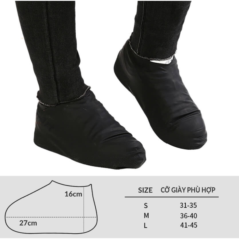 Bao Giày Đi Mưa Silicone Bọc Giày Chống Thấm Nước Nam Nữ Chống Trượt Bền Chắc Tiện Lợi