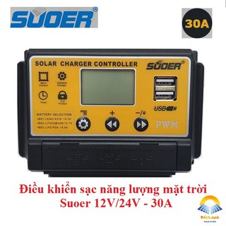 Điều khiển sạc năng lượng mặt trời PWM 30A 12V/24V