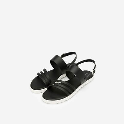 [Mẫu mới] Vascara Giày Sandal Quai Chéo Khóa Bảng Lớn - Màu Đen