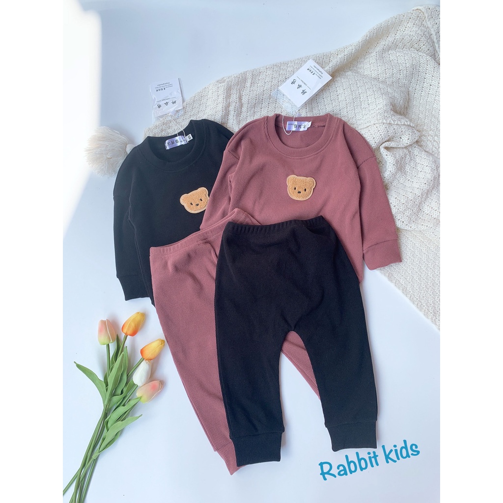 Đồ Bộ Dài Tay Cho Bé Trai Bé Gái💝FREESHIP💝Rabbit Kids-Quần Áo Thu Đông Trẻ Em 10-25kg Len Bông Nhung Dày Dặn Mềm Mịn