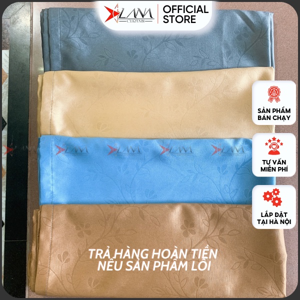 Rèm cửa màu xám ghi họa tiết nhẹ nhàng sang trọng vải gấm cao cấp phù hợp cửa chính, cửa sổ