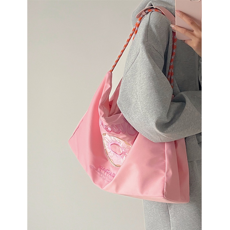 Túi Đeo Vai Vải canvas Cỡ Lớn Thêu Họa Tiết Phong Cách Nhật Bản Thời Trang Cho Nữ