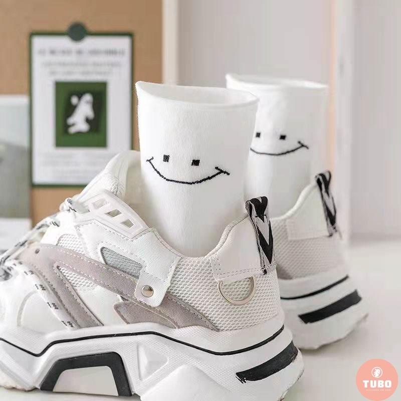 Tất cổ cao nữ trắng thời trang hàn quốc họa tiết cute vải cotton dày đẹp co giãn thoáng khi - Tubo Shop