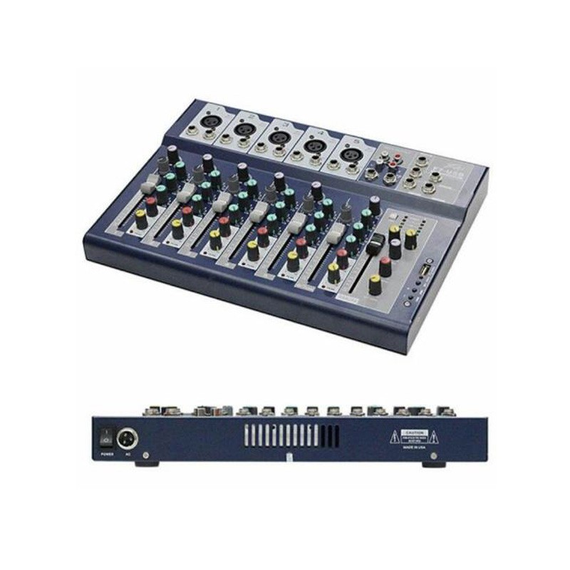 MIXER F7 USB CÓ BLUETOOTH hỗ trợ nguồn 48V livestream và karaoke kết nối nhiều mic cùng lúc Tặng Zắc chuyển đổi 6.5