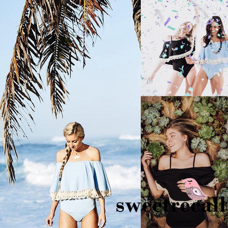 Đồ bơi 1 mảnh trễ vai viền ren duyên dáng nữ tính | BigBuy360 - bigbuy360.vn