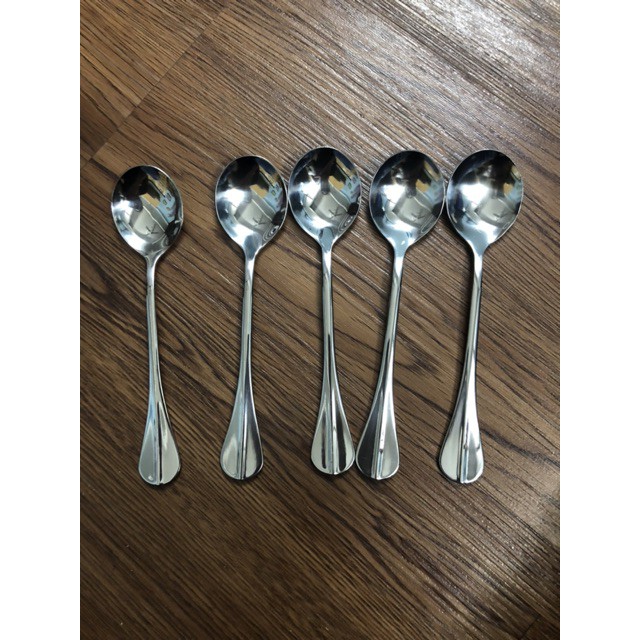 Sét 5 thìa cán hình quạt 100% inox 430