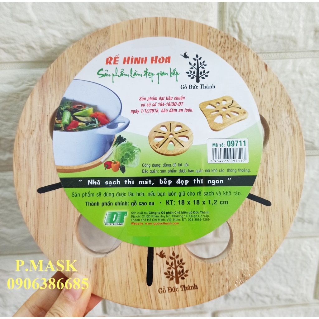 Rế Lót Nồi Hình Hoa 09711 Gỗ Cao Su Bền Đẹp Sang Trọng - Rế hình hoa Gỗ Đức Thành