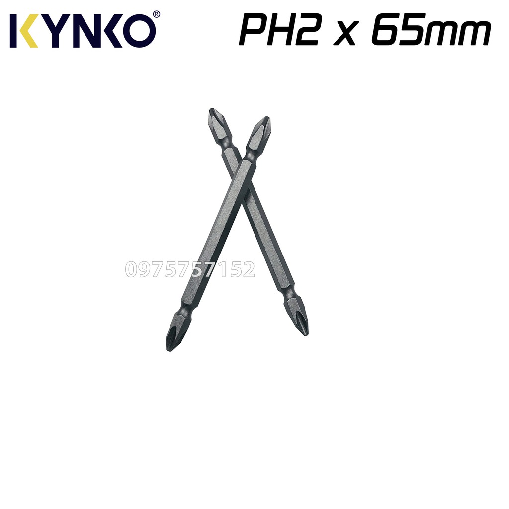 Bộ mũi vít công nghiệp PH2 Đài Loan Kynko 2 đầu 4 cạnh, mũi bắt vít bake nam châm từ tính thép Carbon độ cứng cao