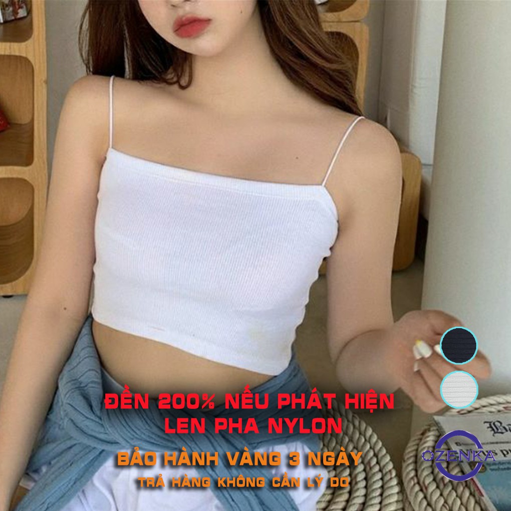 [ ảnh thật + video thật ] Áo 2 dây bún thun gân đẹp 100% cotton 2 màu đen trắng