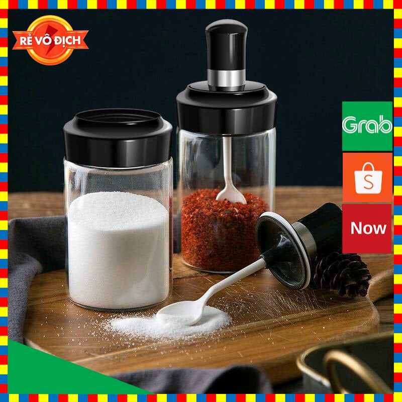 Lọ Gia Vị Có Thìa Tiện Lợi, Hũ Đựng Gia Vị Thông Minh