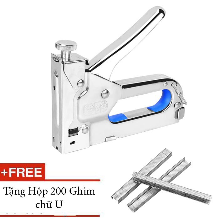 Súng bắn đinh ghim Triple Nail cán cao su tặng hộp 2000 ghim U - Cao Cấp