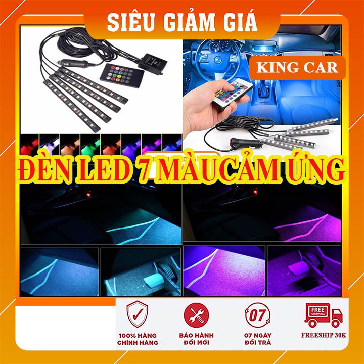 Bộ đèn led 7 màu cảm ứng theo nhạc trang trí trên ô tô - Shop KingCar